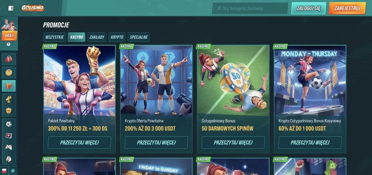 Golisimo promocje - lista ofert kasynowych